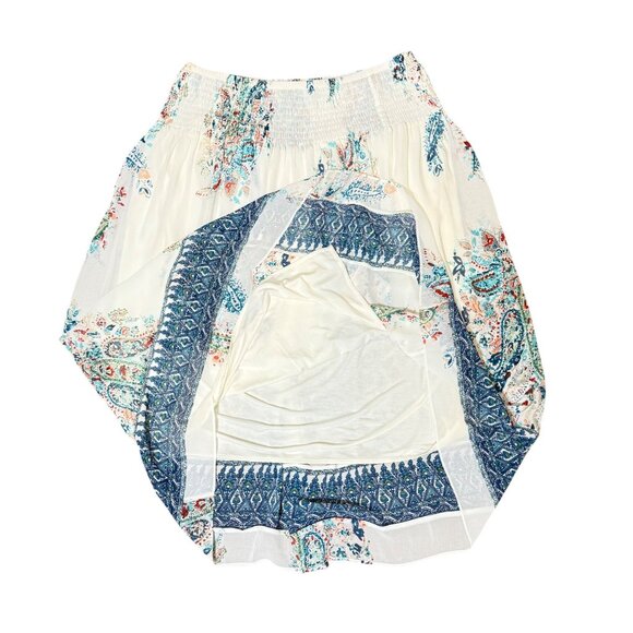 J. Jill Womens White Boho Floral Print Smocked Waist Skirt L - Picture 3 of 6